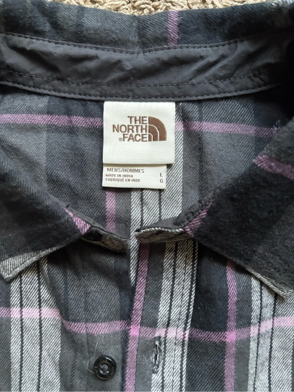 The North Face Men's Gray Plaid Button-Up flannel shirt